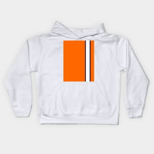 Luton Town Retro Away 1977 -78 Orange and White Navy Bars Kids Hoodie